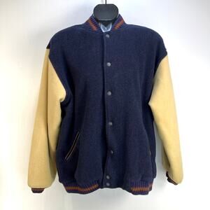 Ashworth Fleece Varsity Jacket Vintage USA Navy Blue